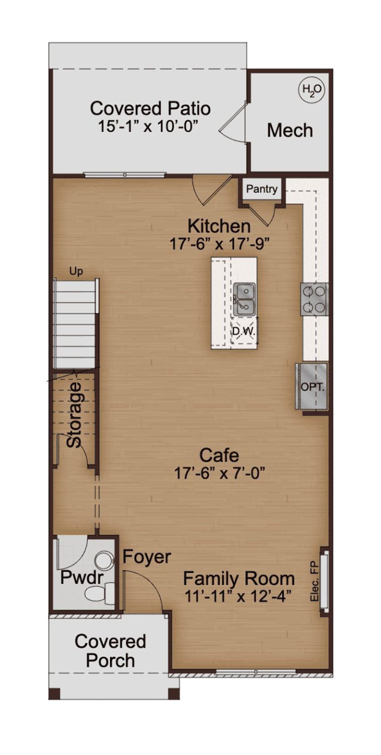 2D floor plan layout of this home in Kinsley, Wake Forest, NC (Image 2).