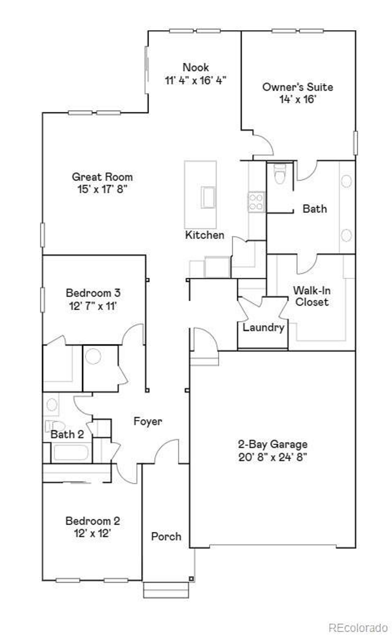 2D floor plan layout of this home in Eastcreek Farm: The Camden Collection, Thornton, CO (Image 2).