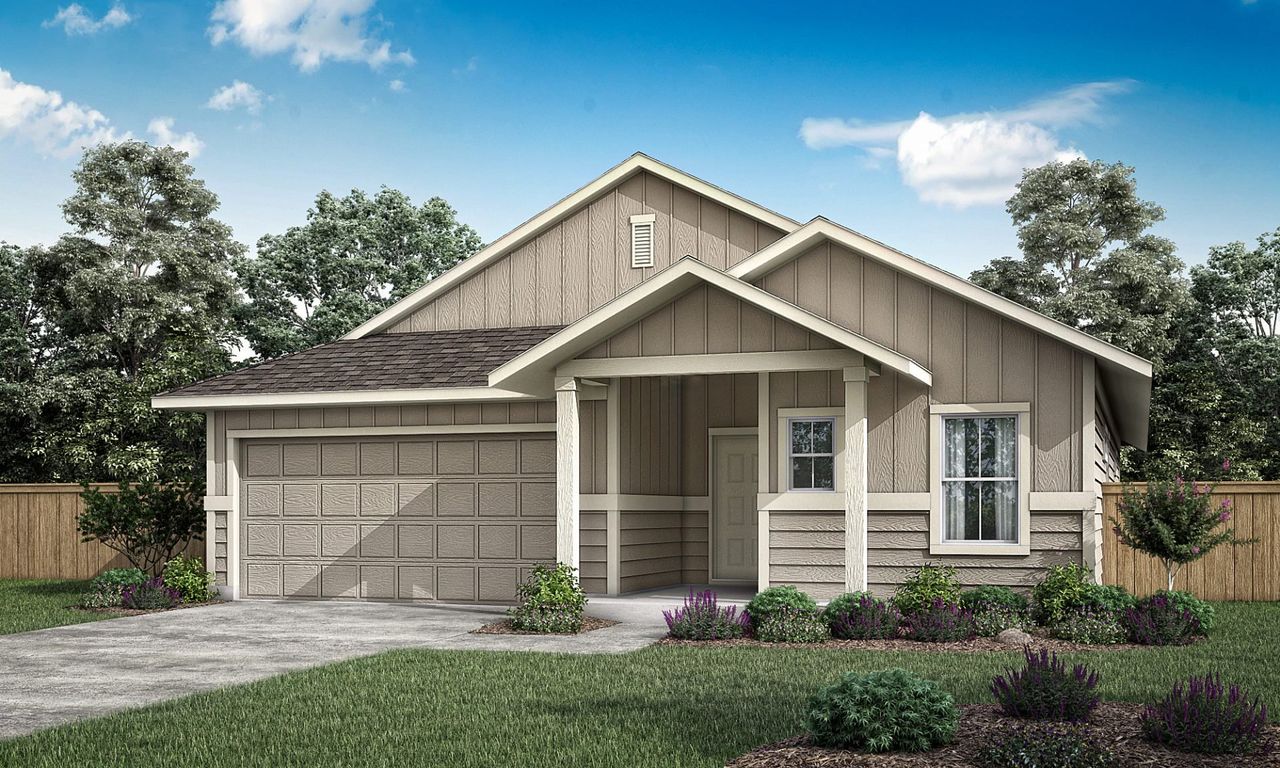 Representative exterior photo of a completed home built from the The Kimble by Pacesetter Homes in Paramount, Kyle, TX (Image 2).