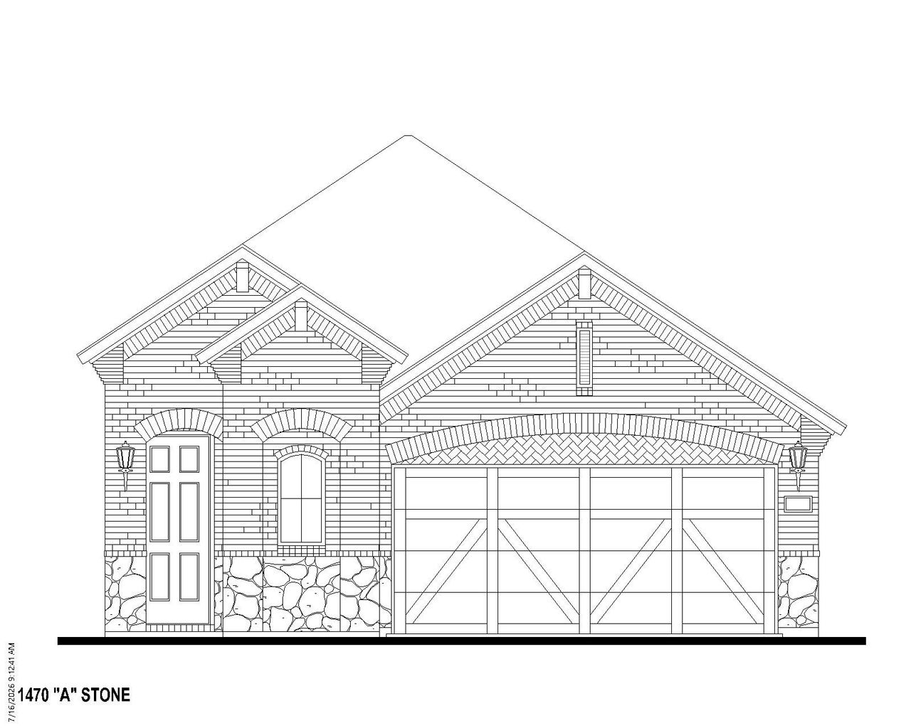 Plan 1470 Elevation A w/ Stone Plan 1470 Elevation A w/ Stone