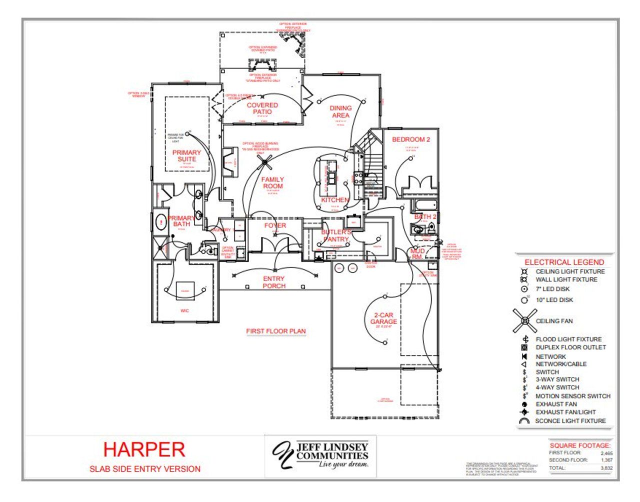2D floor plan layout for the Harper B by Jeff Lindsey Communities in Inman Estates, Fayetteville, GA (Image 2).
