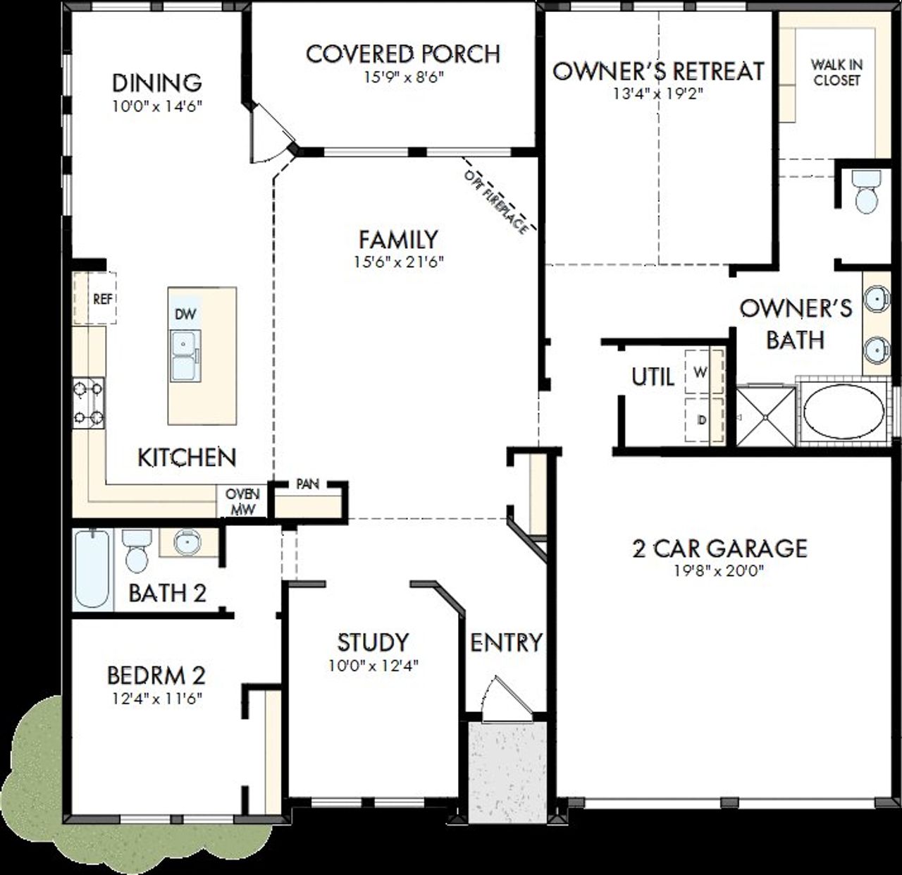 2D floor plan layout of this home in Elements at Viridian - Garden Series, Arlington, TX (Image 2).