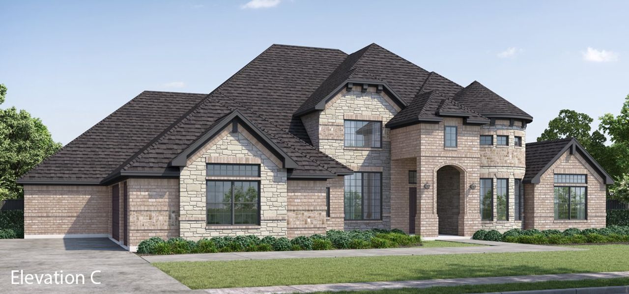 Representative exterior photo of a completed home built from the Sentinel VII by Altura Homes in Creekview Farms, Greenville, TX (Image 2). Representative exterior photo of a completed home built from the Sentinel VII by Altura Homes in Creekview Farms, Greenville, TX (Image 2).