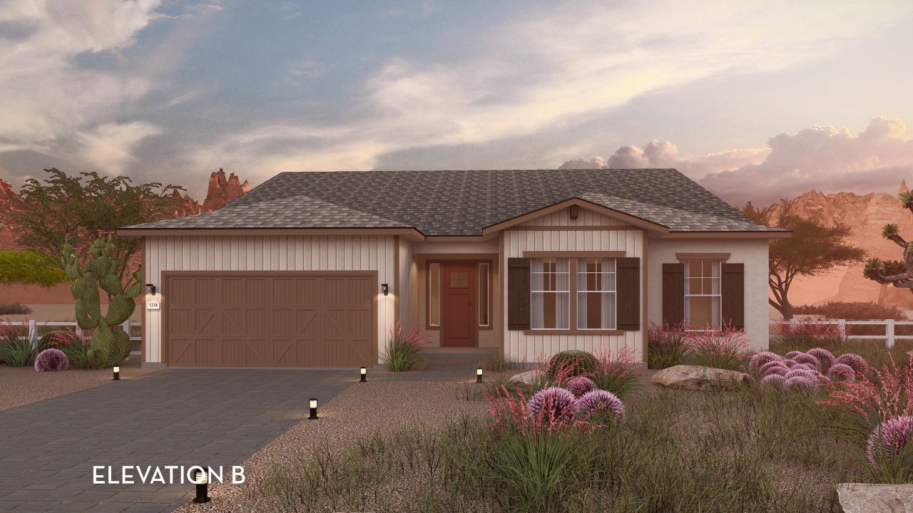 Representative exterior photo of a completed home built from the Malibu by CastleRock Communities in Heritage Pointe, Chino Valley, AZ (Image 2).