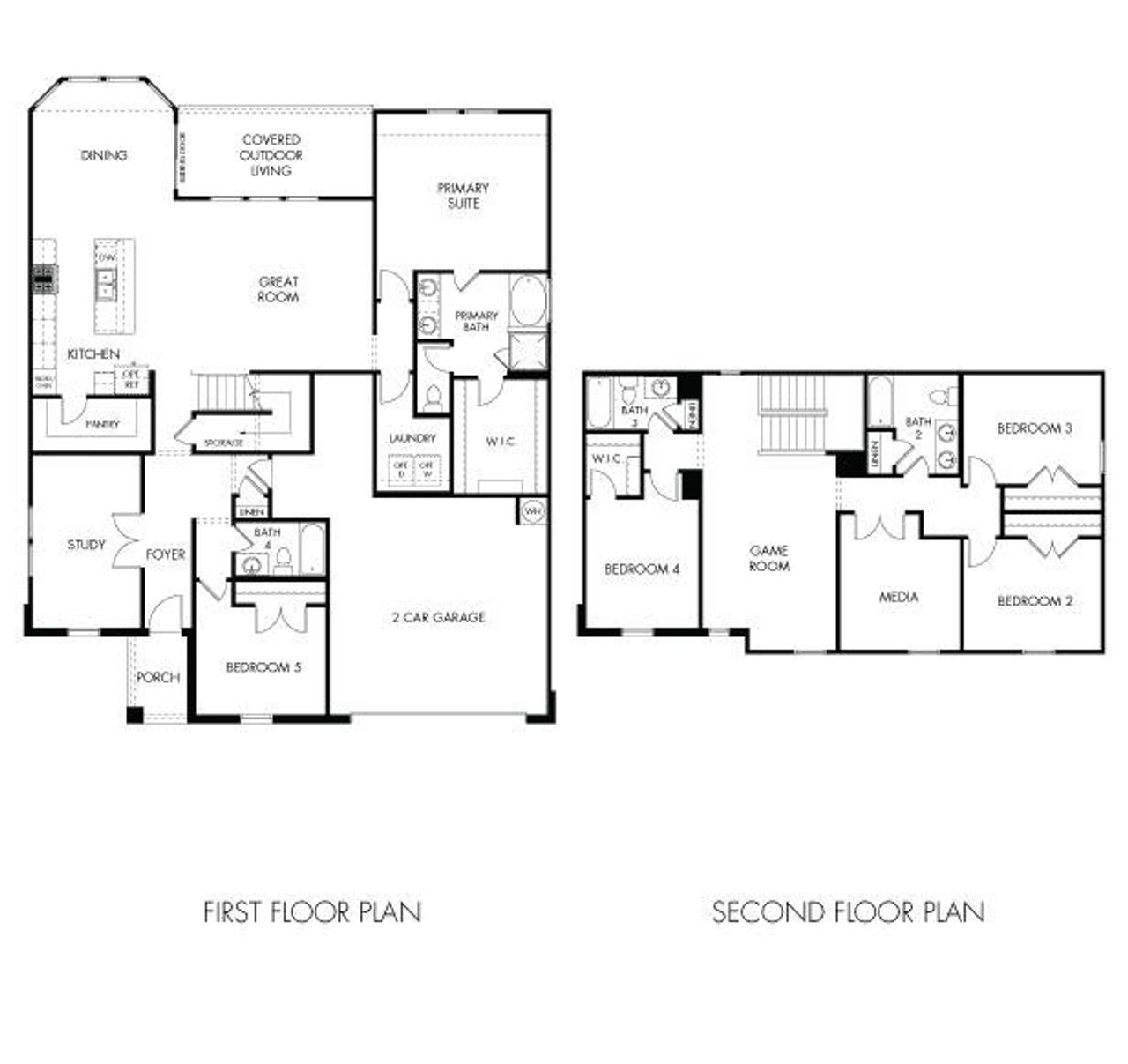 2D floor plan layout of this home in Opal Meadows, Kyle, TX (Image 2).