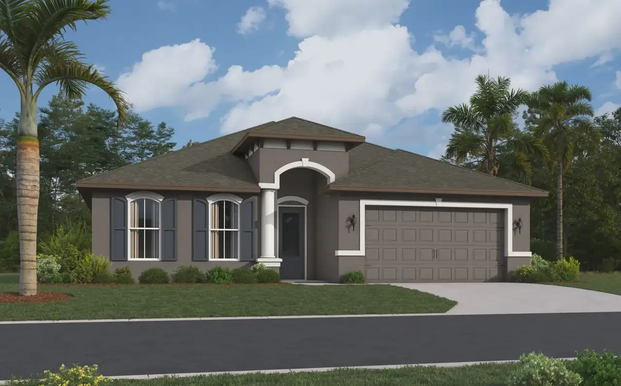 Representative exterior photo of a completed home built from the Donatello Home Builder IN Pasco Hernando Counties by Vitale Homes in Hidden Ridge, New Port Richey, FL (Image 2).
