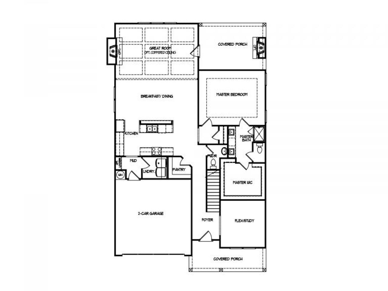 2D floor plan layout for the The Azalea by My Home Communities in Sutton's Landing, Winder, GA (Image 2).