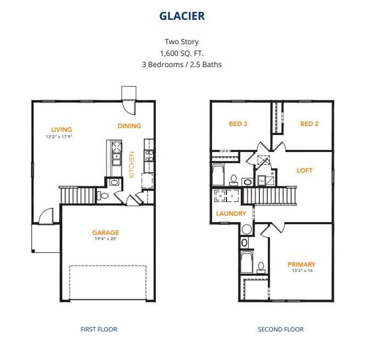 2D floor plan layout of this home in Treaty Oak, Granbury, TX (Image 2).