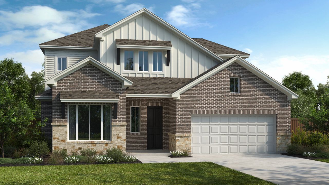 Representative exterior photo of a completed home built from the Guadalupe by Scott Felder Homes in Esperanza, Boerne, TX (Image 2). Representative exterior photo of a completed home built from the Guadalupe by Scott Felder Homes in Esperanza, Boerne, TX (Image 2).