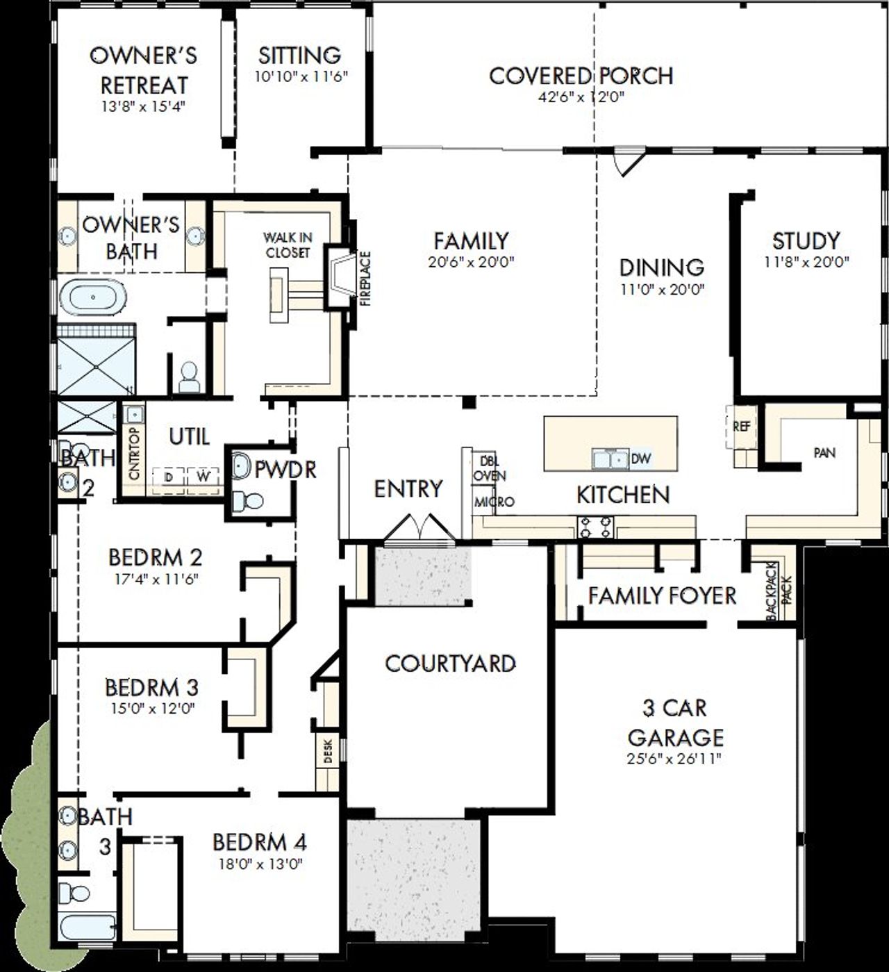2D floor plan layout of this home in Northshore at Lakewood Village - Estate Series, Lakewood Village, TX (Image 2).