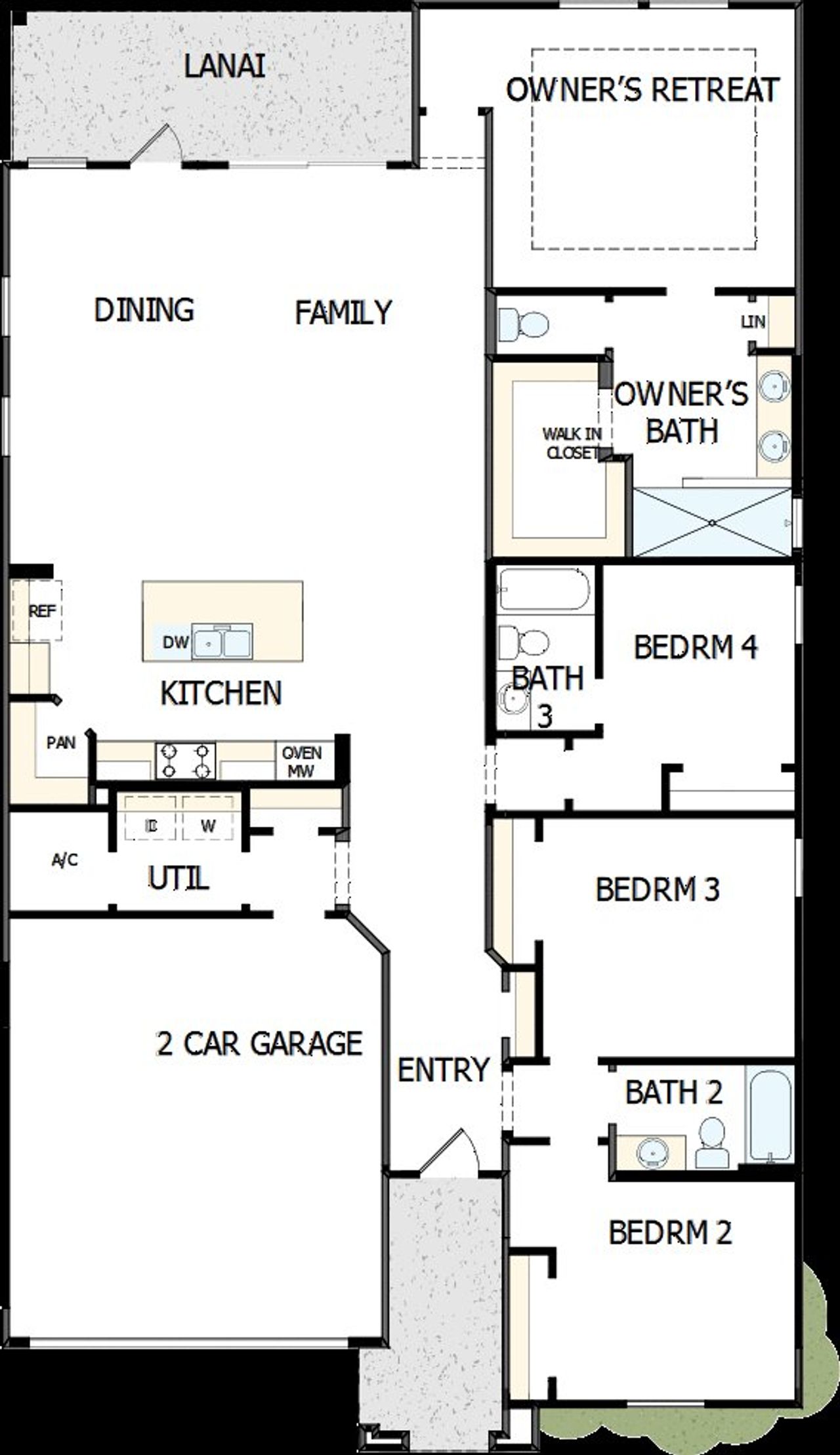 2D floor plan layout of this home in Tributary 50', Yulee, FL (Image 2).