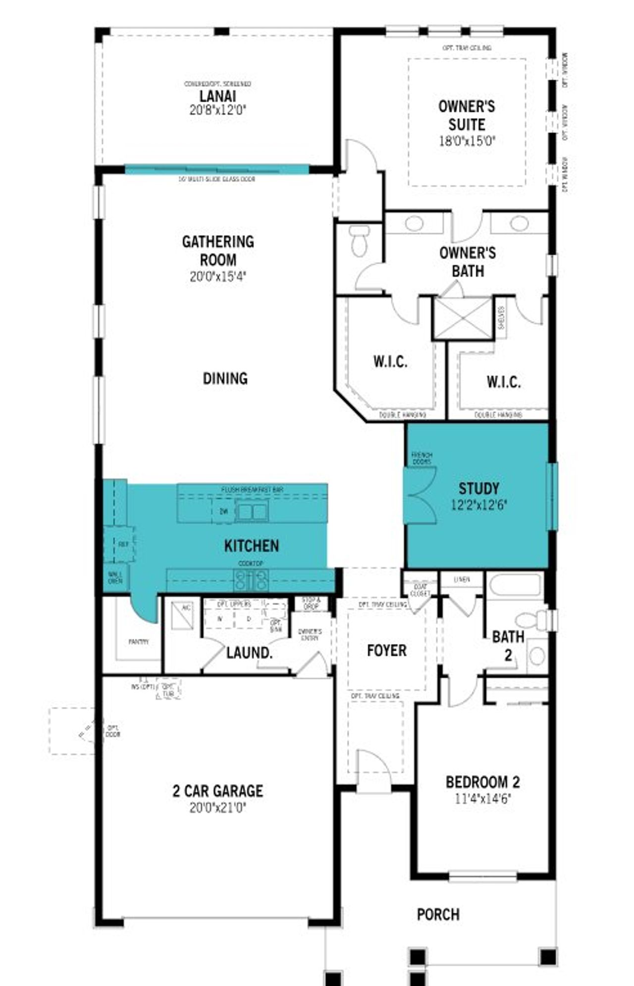 2D floor plan layout of this home in Sunstone Lakeside at Wellen Park, Venice, FL (Image 2).