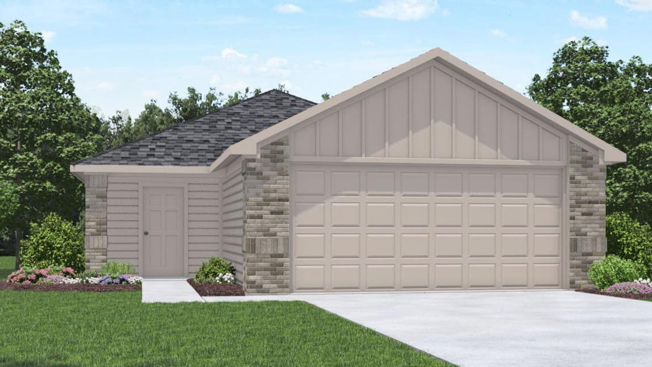 Representative exterior photo of a completed home built from the Barton by D.R. Horton in Porters Mill, New Caney, TX (Image 2). Representative exterior photo of a completed home built from the Barton by D.R. Horton in Porters Mill, New Caney, TX (Image 2).