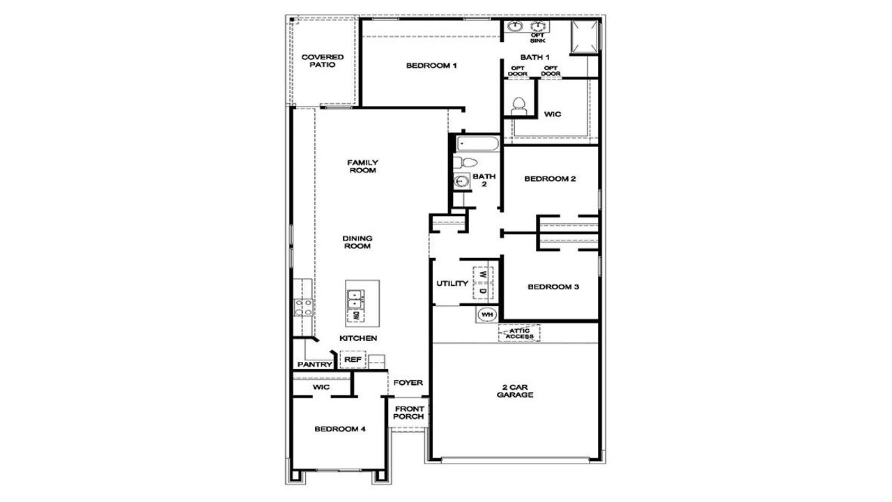 2D floor plan layout of this home in Tamarron, Fulshear, TX (Image 2).
