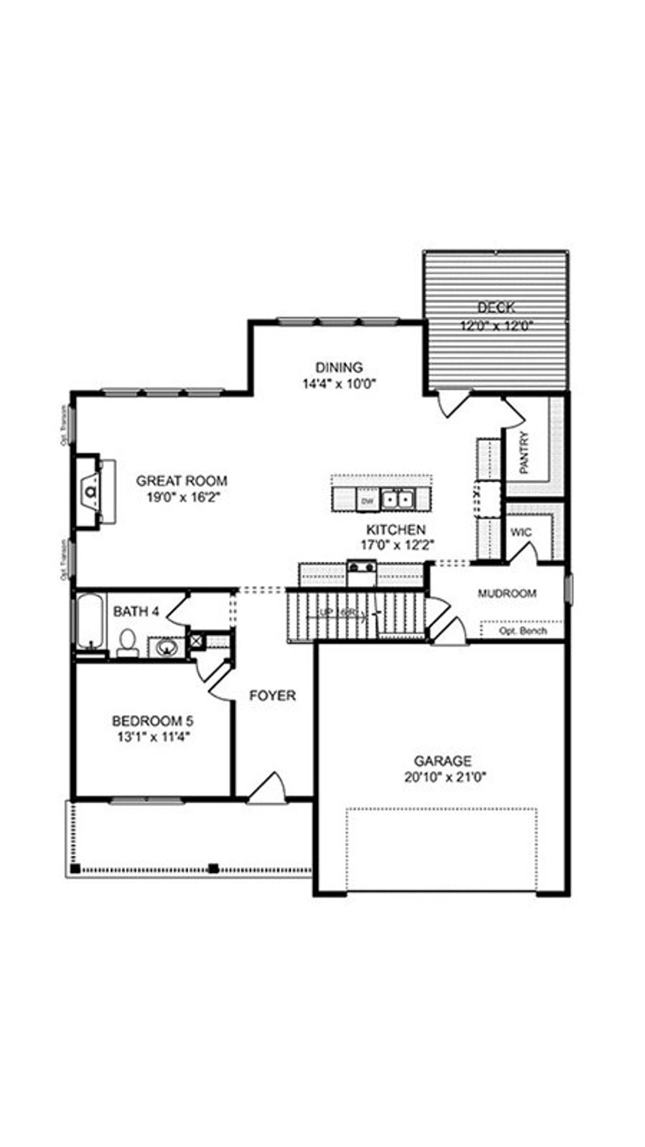 2D floor plan layout for the Telfair by Loren Homes in Cherokee Bluffs, Woodstock, GA (Image 2).