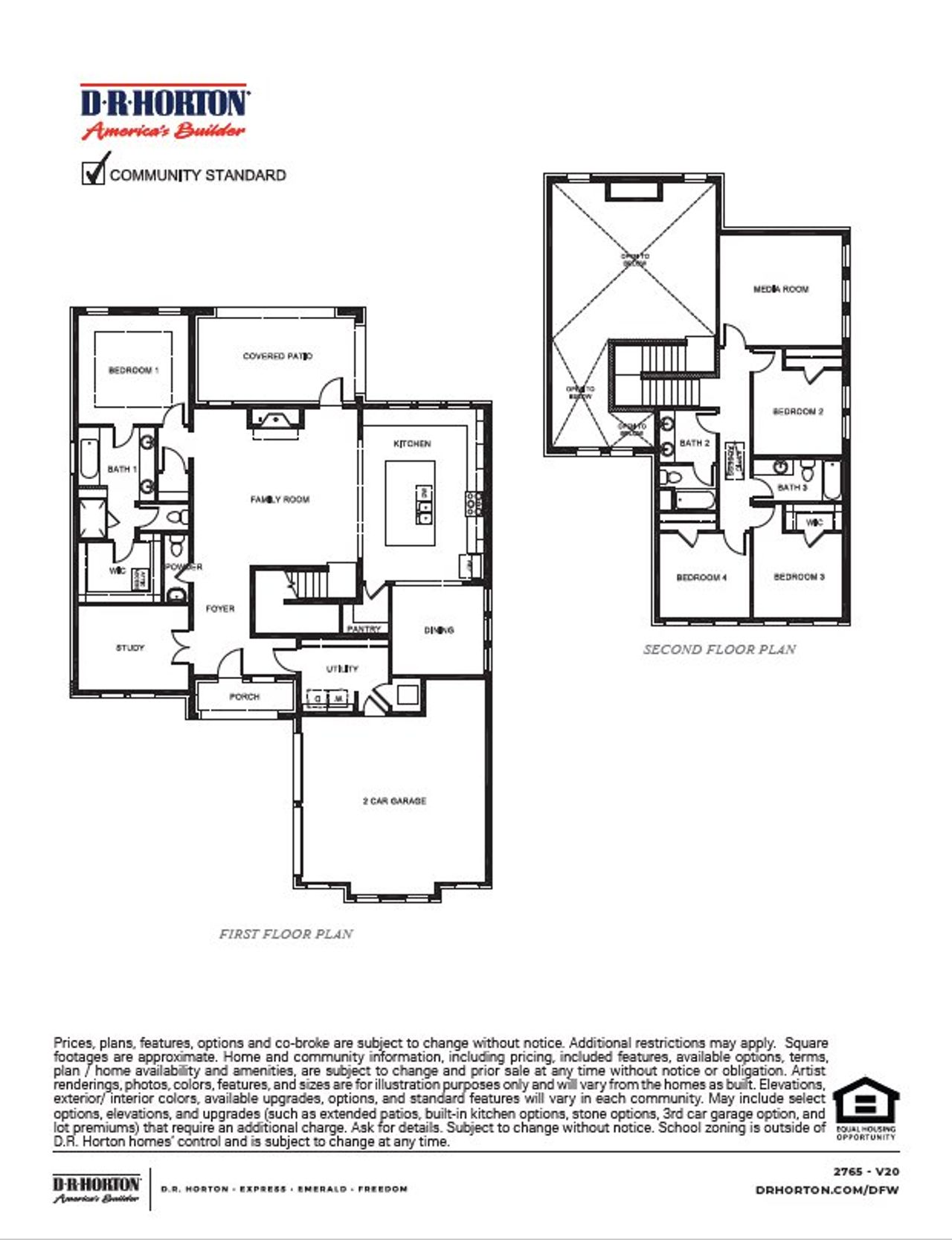 2D floor plan layout of this home in Peachtree Meadows, Rockwall, TX (Image 2).
