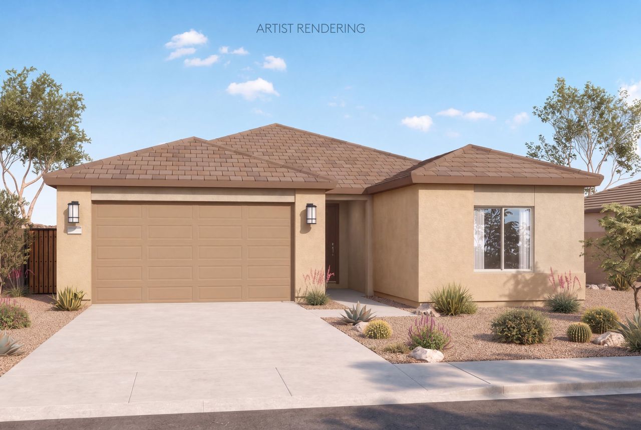Representative exterior photo of a completed home built from the Poppy by Pulte Homes in Copperland Estates, Marana, AZ (Image 2).