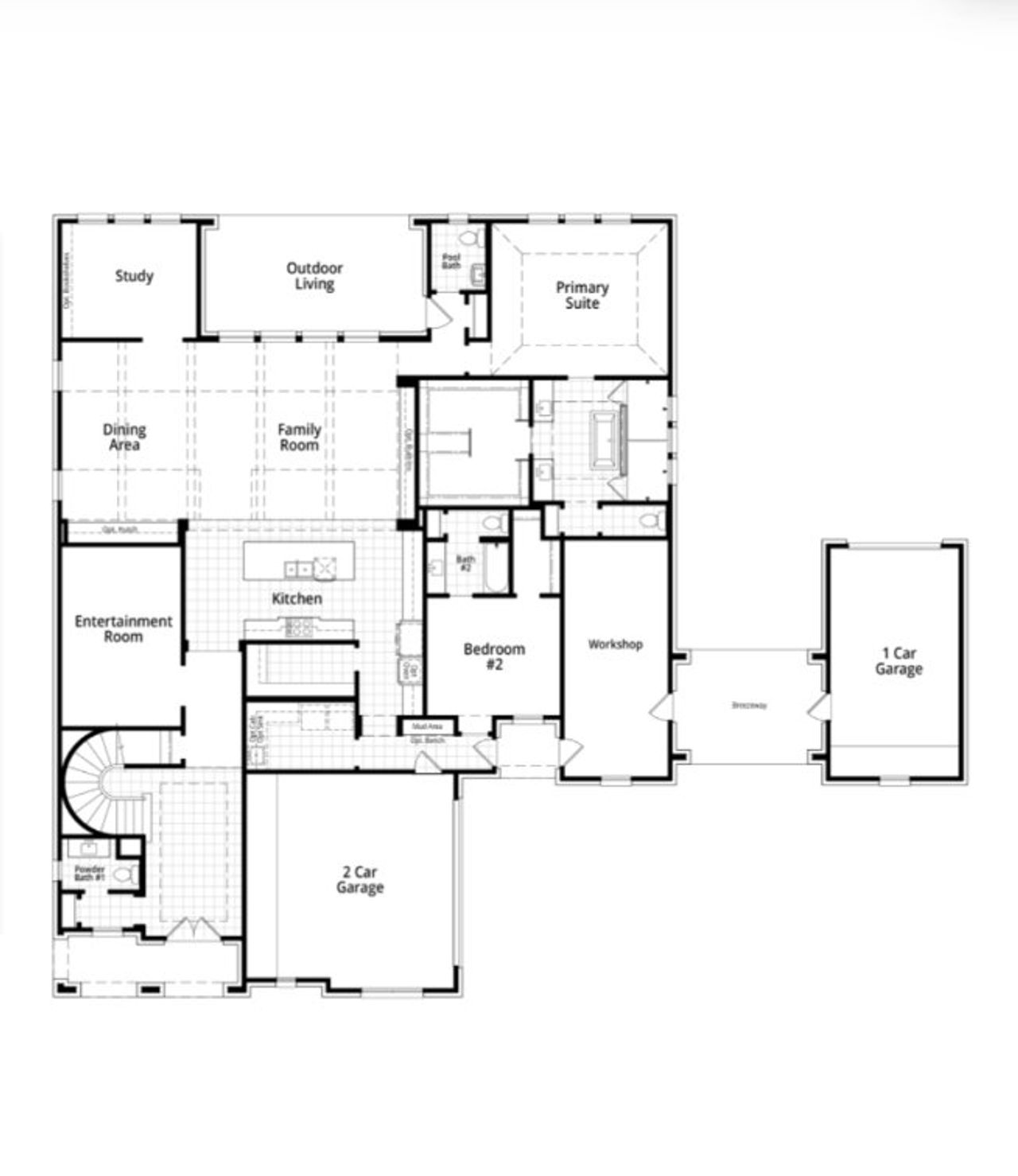 2D floor plan layout for the SienaGR by Highland Homes in Estates at Bristol Valley, Heath, TX (Image 2).