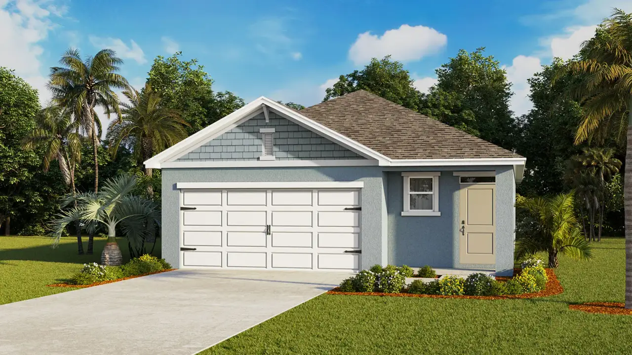 Representative exterior photo of a completed home built from the Allex by D.R. Horton in Mirror Lake Village, Fruitland Park, FL (Image 2).