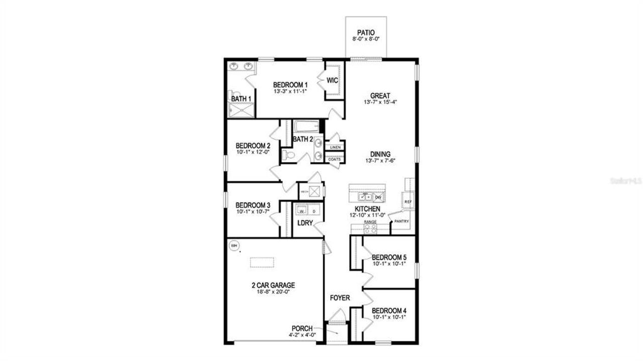 2D floor plan layout of this home in Rye Crossing, Parrish, FL (Image 2).
