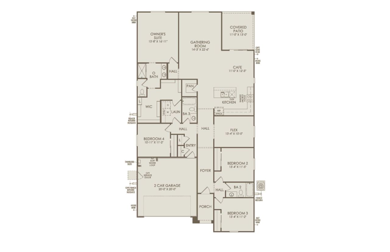 2D floor plan layout of this home in Festival Foothills, Buckeye, AZ (Image 2).
