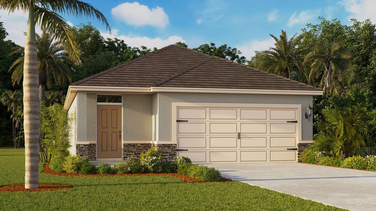 Representative exterior photo of a completed home built from the DOWNING by D.R. Horton in Crosswinds, Haines City, FL (Image 2).