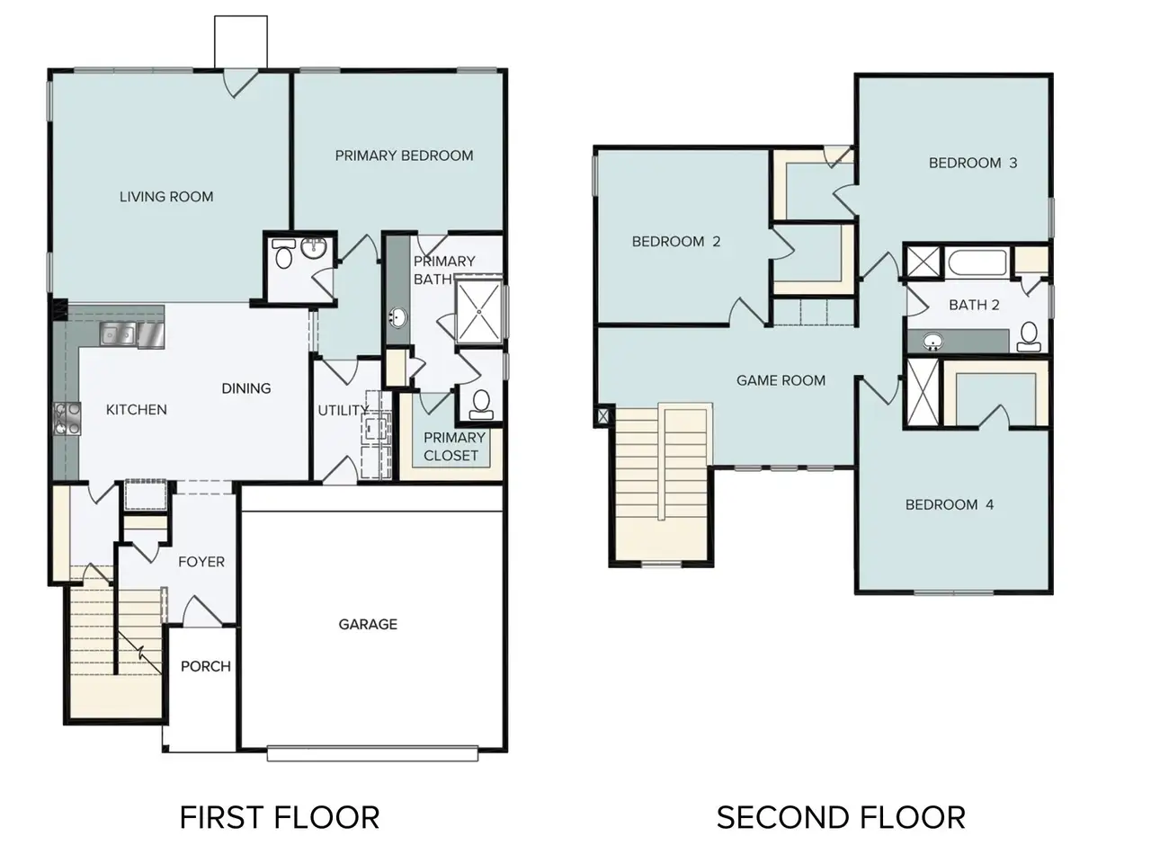 2D floor plan layout of this home in Cross Creek, Cedar Park, TX (Image 2).