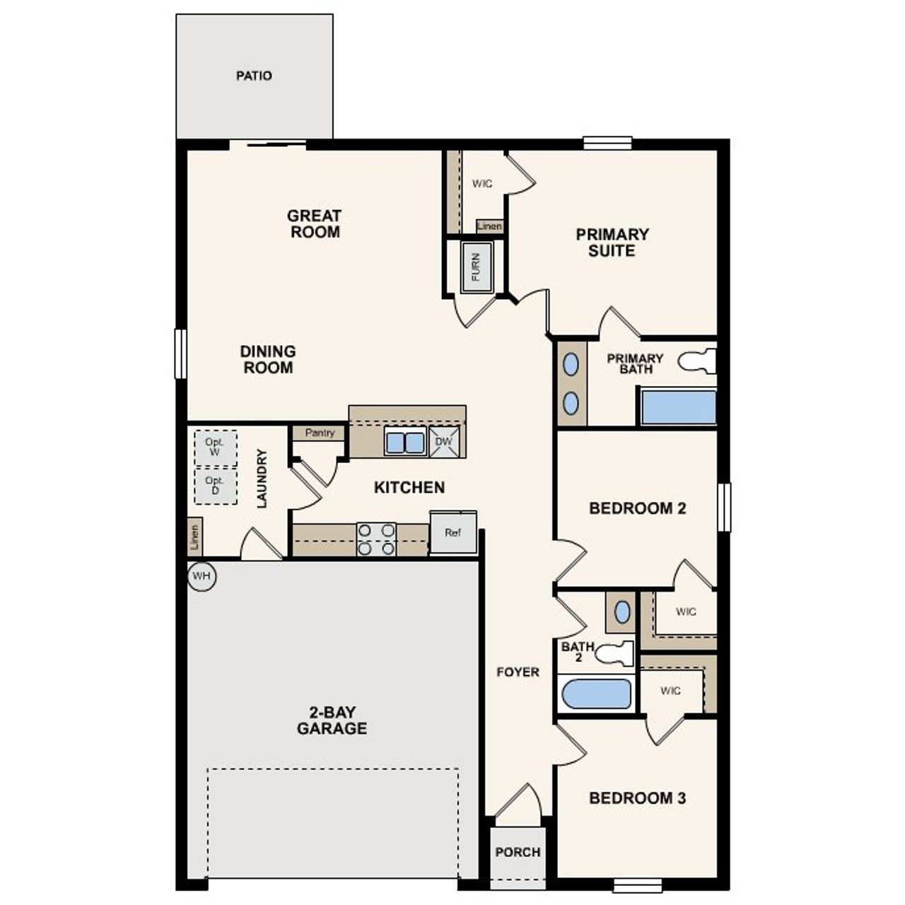 2D floor plan layout for the Portsmouth by Century Complete in Port Charlotte Classic, Port Charlotte, FL (Image 2). 2D floor plan layout for the Portsmouth by Century Complete in Port Charlotte Classic, Port Charlotte, FL (Image 2).