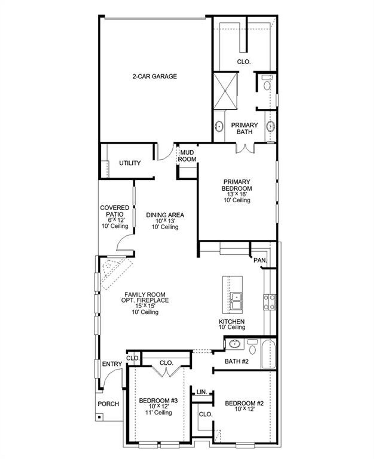2D floor plan layout of this home in The Heights at Uptown Celina, Celina, TX (Image 2).