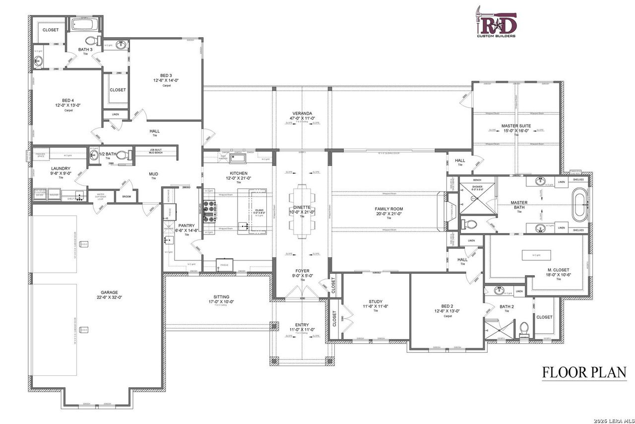 2D floor plan layout of this home in Kiolbassa Estates, St. Hedwig, TX (Image 2).