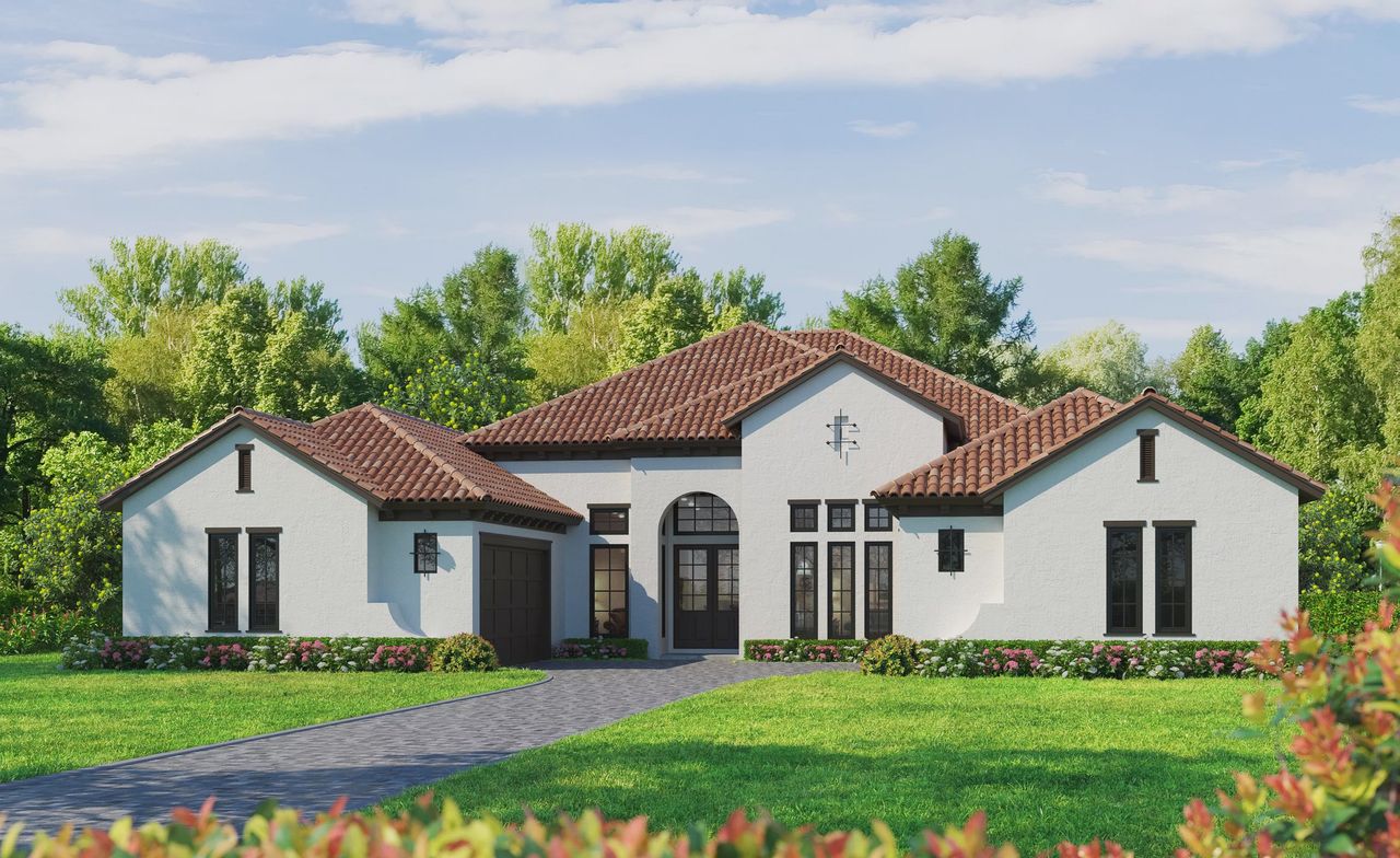 Representative exterior photo of a completed home built from the Monica - Estate Series | 100' Wide Lots by ICI Homes in The Reserve at Plantation Bay, Bunnell, FL (Image 2). Representative exterior photo of a completed home built from the Monica - Estate Series | 100' Wide Lots by ICI Homes in The Reserve at Plantation Bay, Bunnell, FL (Image 2).