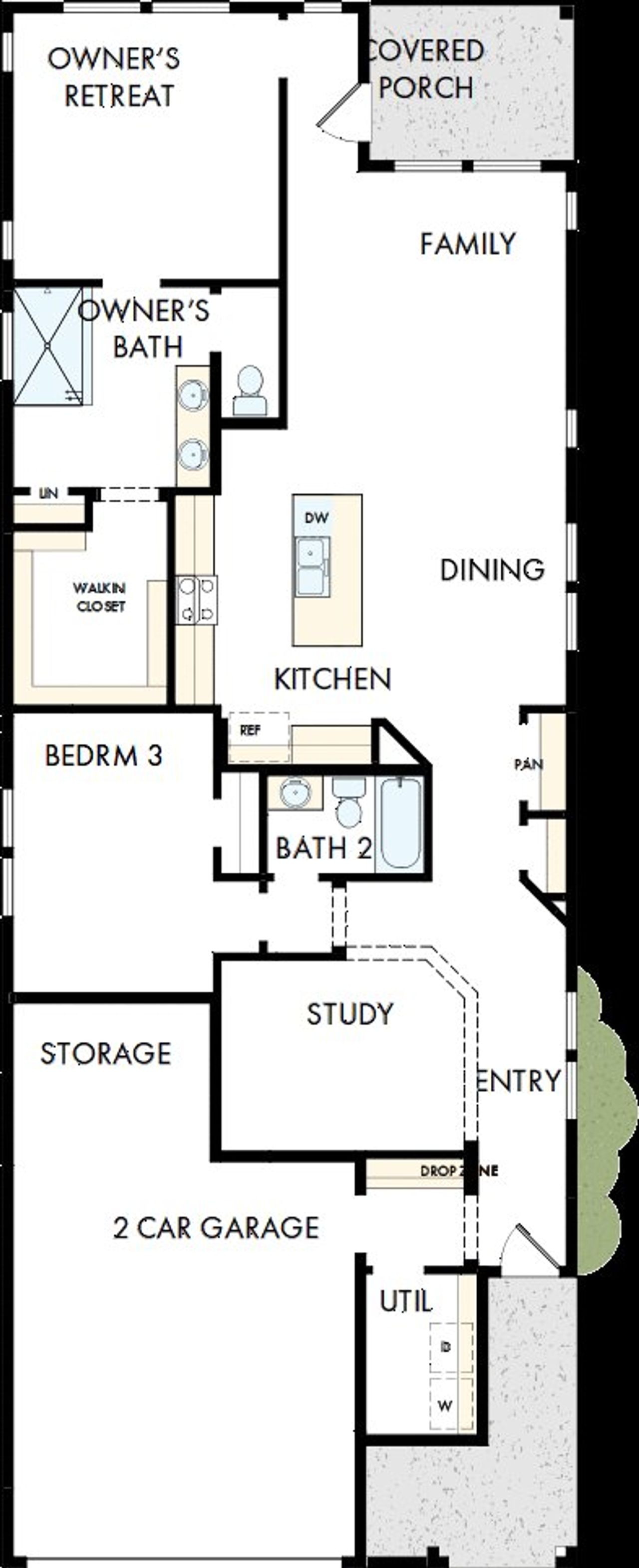 2D floor plan layout of this home in Kissing Tree – Grove Series, San Marcos, TX (Image 2). 2D floor plan layout of this home in Kissing Tree – Grove Series, San Marcos, TX (Image 2).