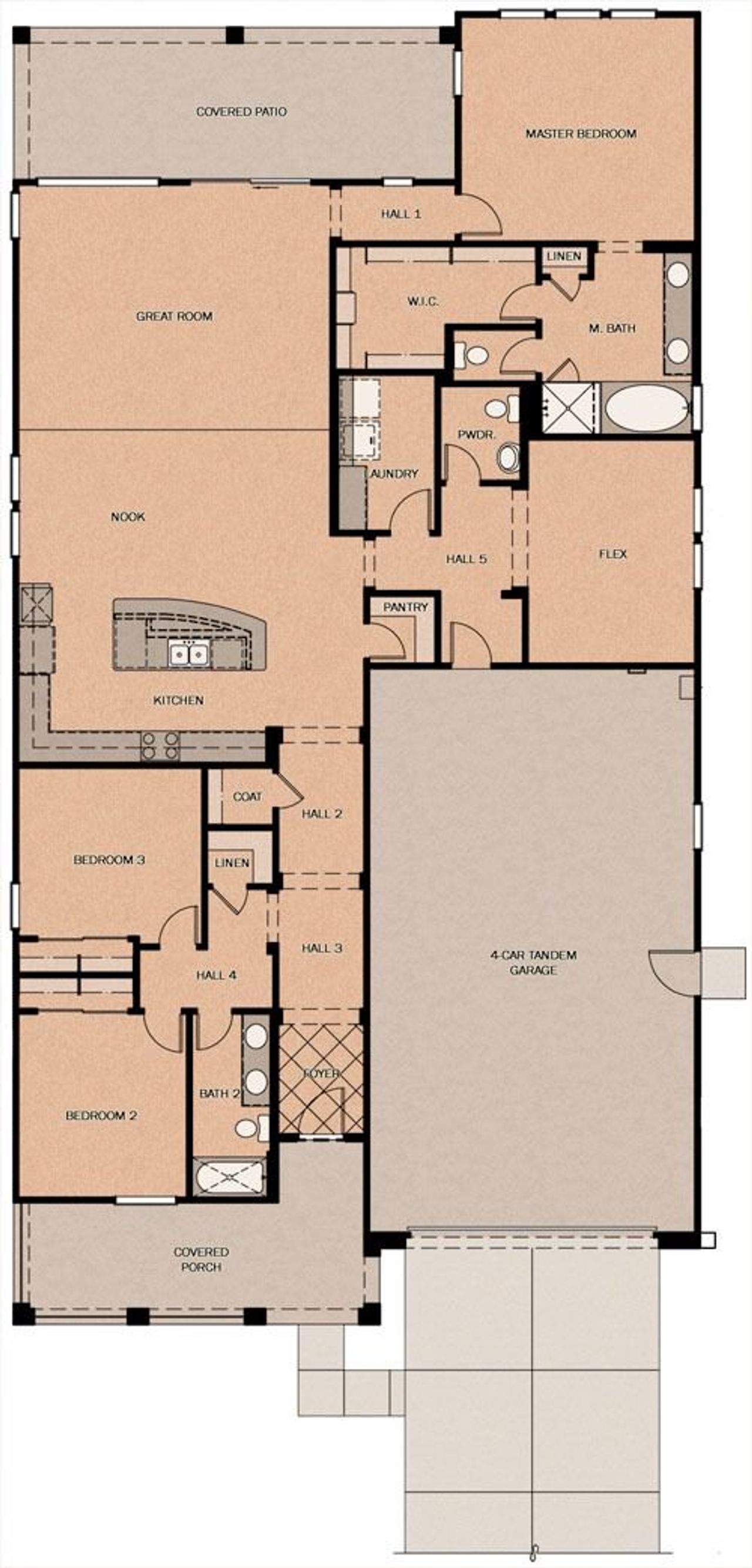 2D floor plan layout of this home in Groves at Barney Farms, Queen Creek, AZ (Image 2).