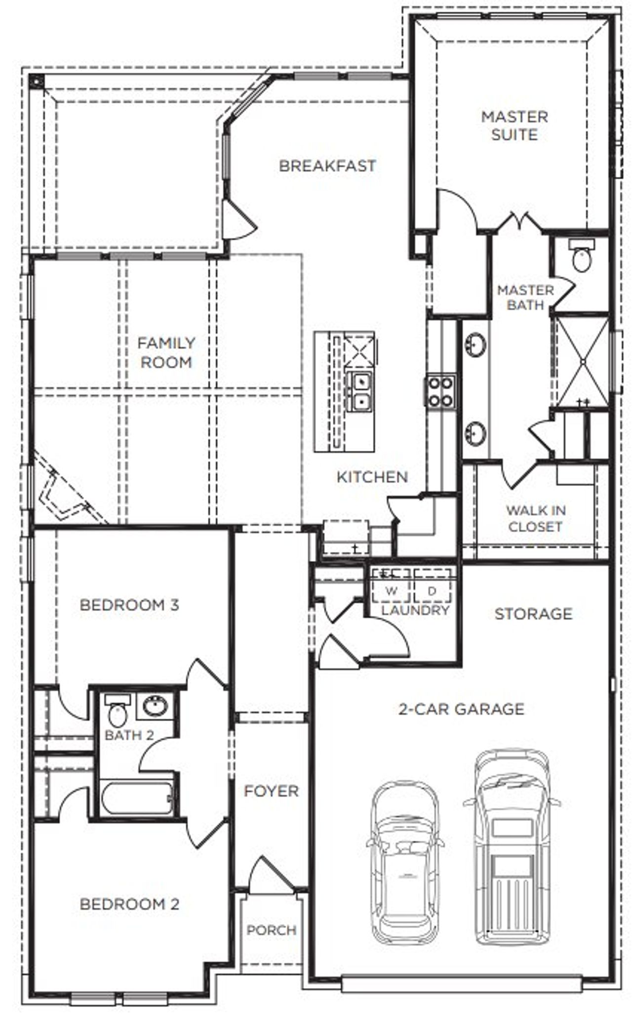 2D floor plan layout for the The Kyle by McKinley Homes in River Ranch Meadows, Dayton, TX (Image 2).