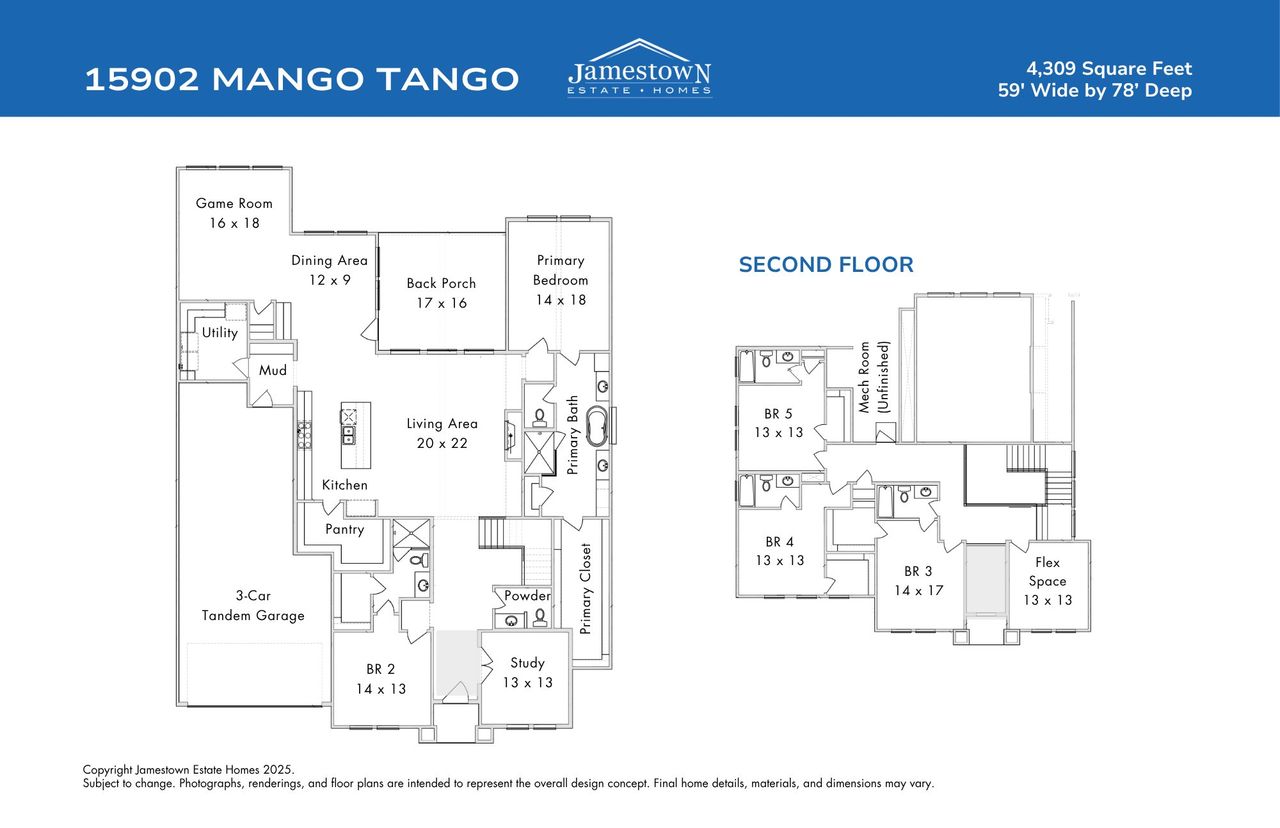 2D floor plan layout of this home in ARTAVIA, Conroe, TX (Image 2).