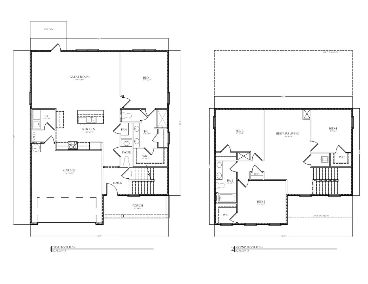 2D floor plan layout for the Beau by D.R. Horton in Weldon Farms, Tallahassee, FL (Image 2).