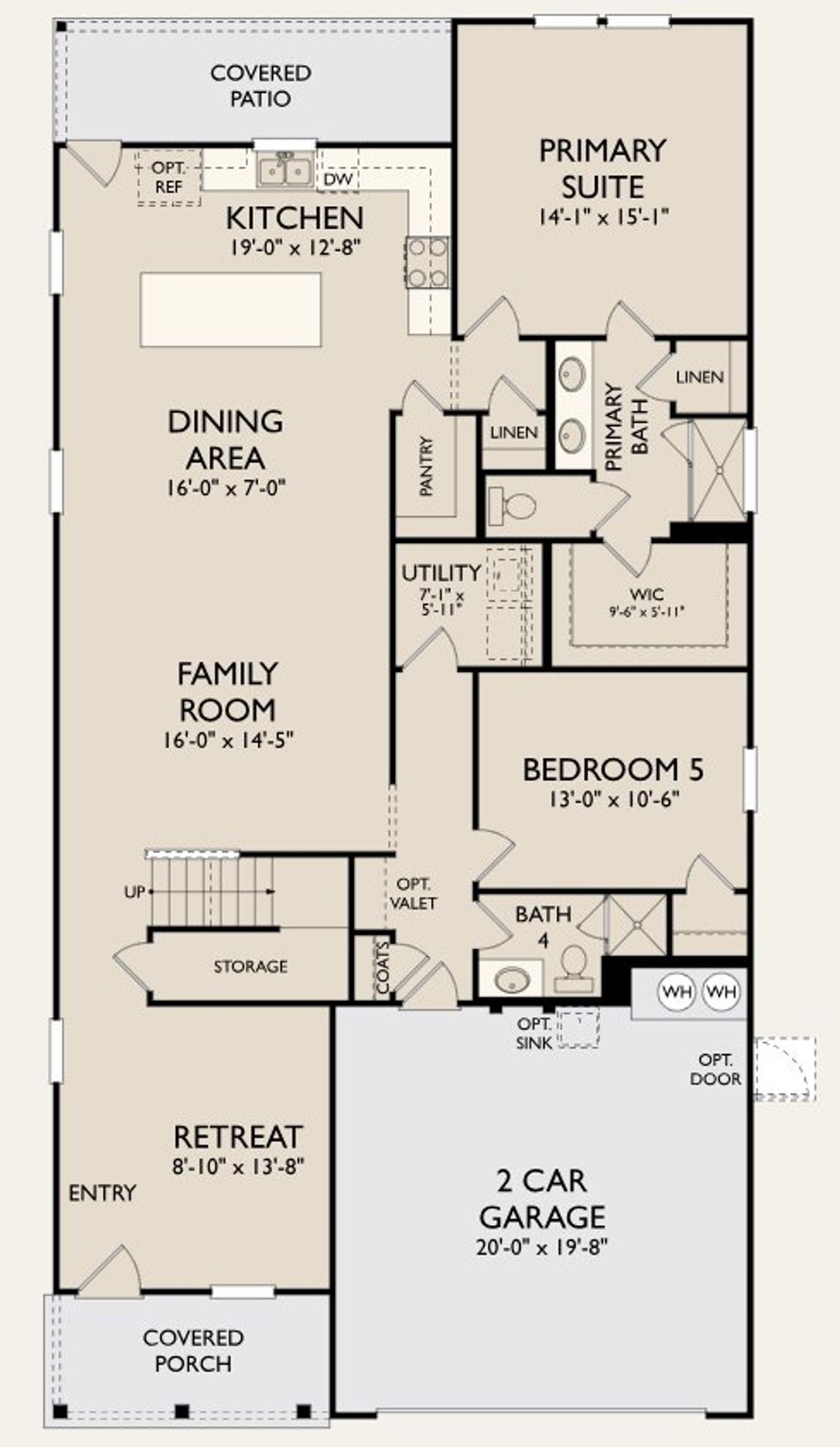 2D floor plan layout for the Knox by Ashton Woods in Cannon Ranch 45s, Dripping Springs, TX (Image 2).