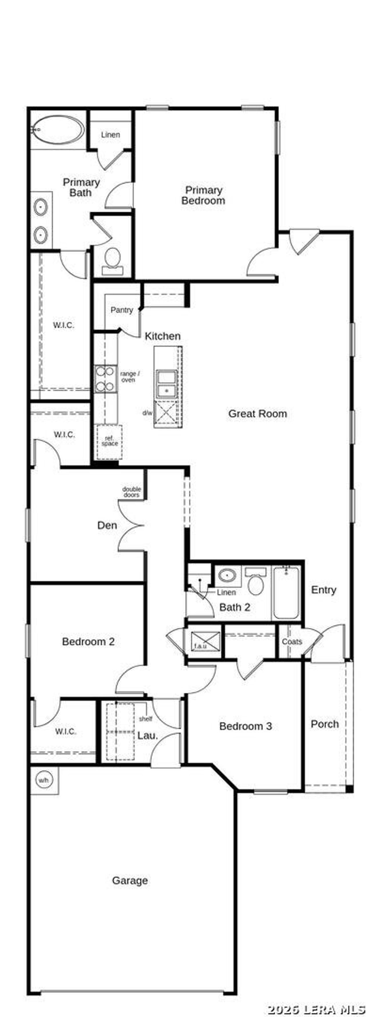 2D floor plan layout of this home in The Granary - Heritage Collection, San Antonio, TX (Image 2).