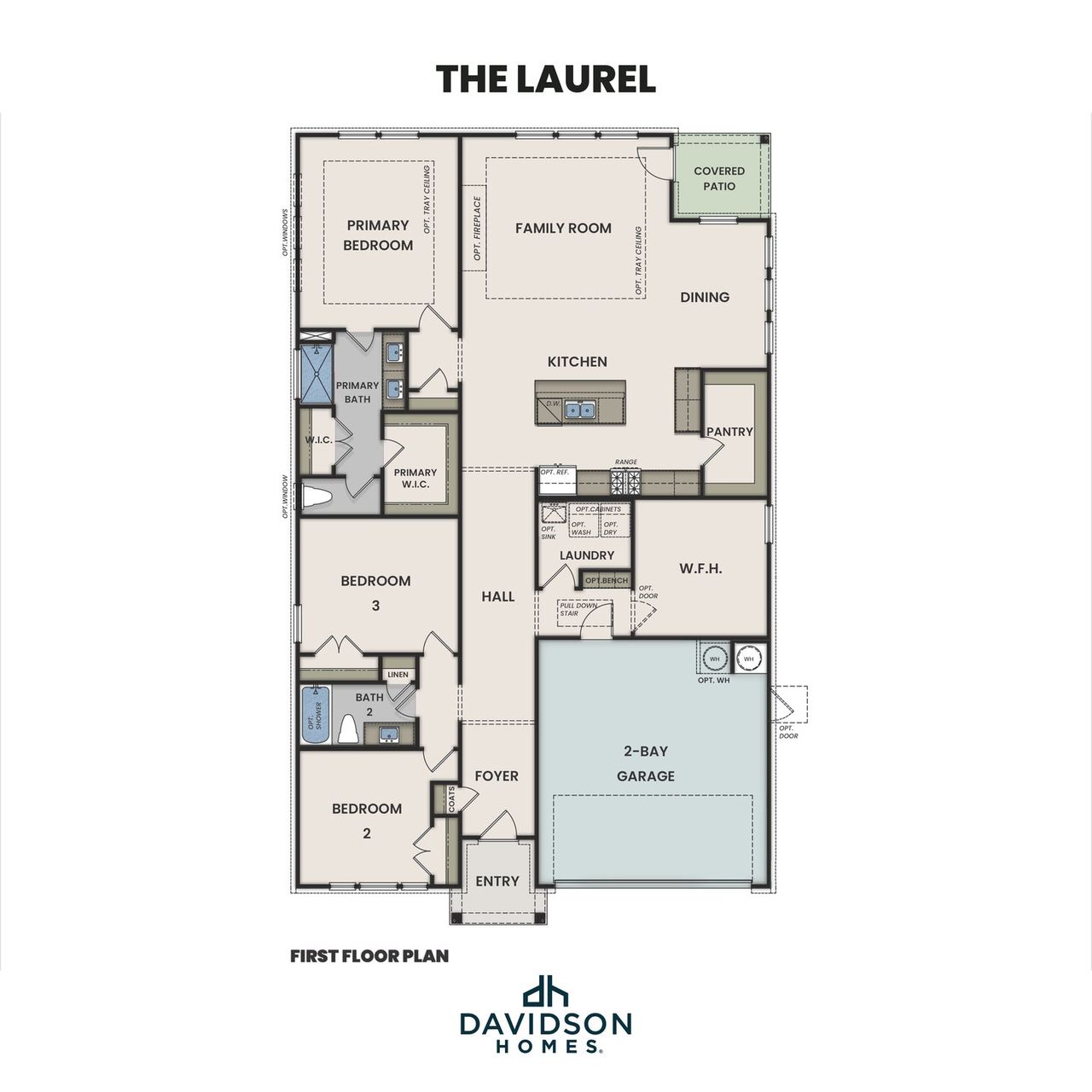 2D floor plan layout for the The Laurel G by Davidson Homes LLC in Heartland, Heartland, TX (Image 2).
