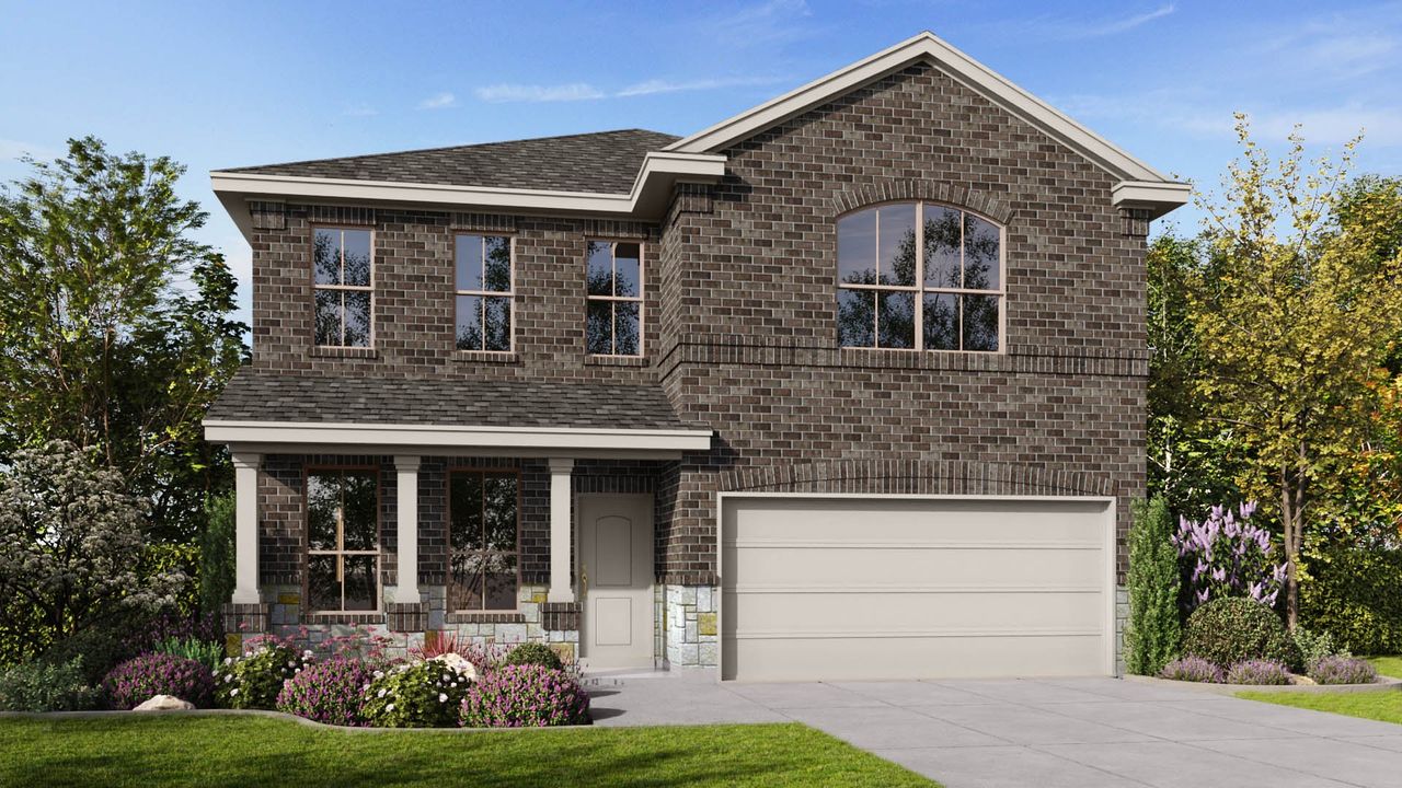 Representative exterior photo of a completed home built from the Vaughn by D.R. Horton in Homestead at Parks Bell Ranch, Odessa, TX (Image 2).