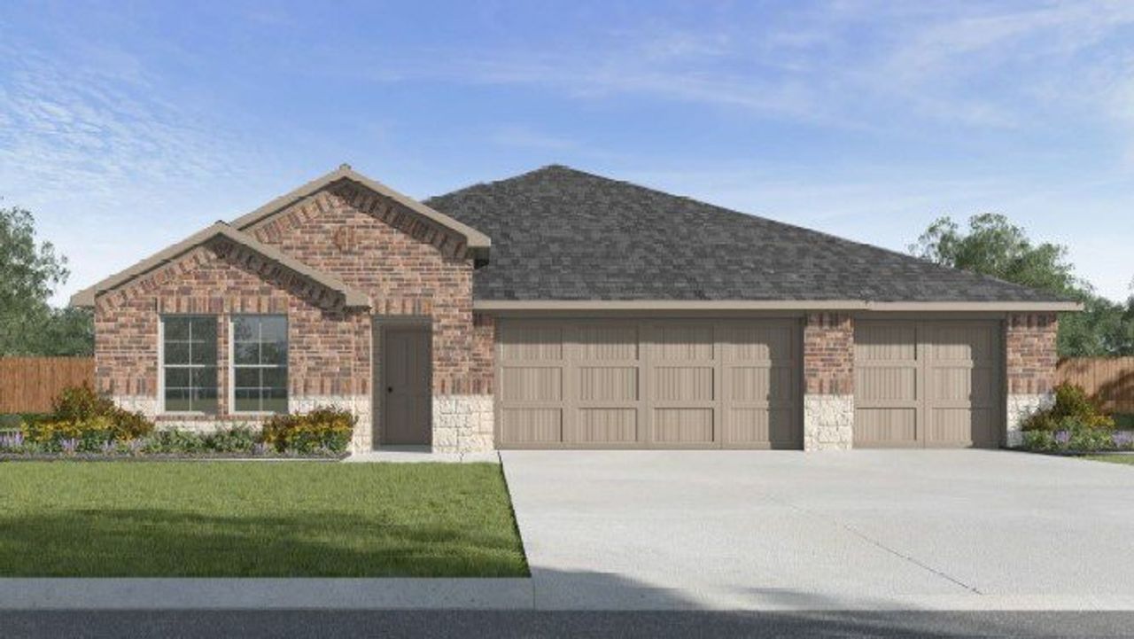 Representative exterior photo of a completed home built from the Courtland by D.R. Horton in Blue Heron Estates, Beasley, TX (Image 2).