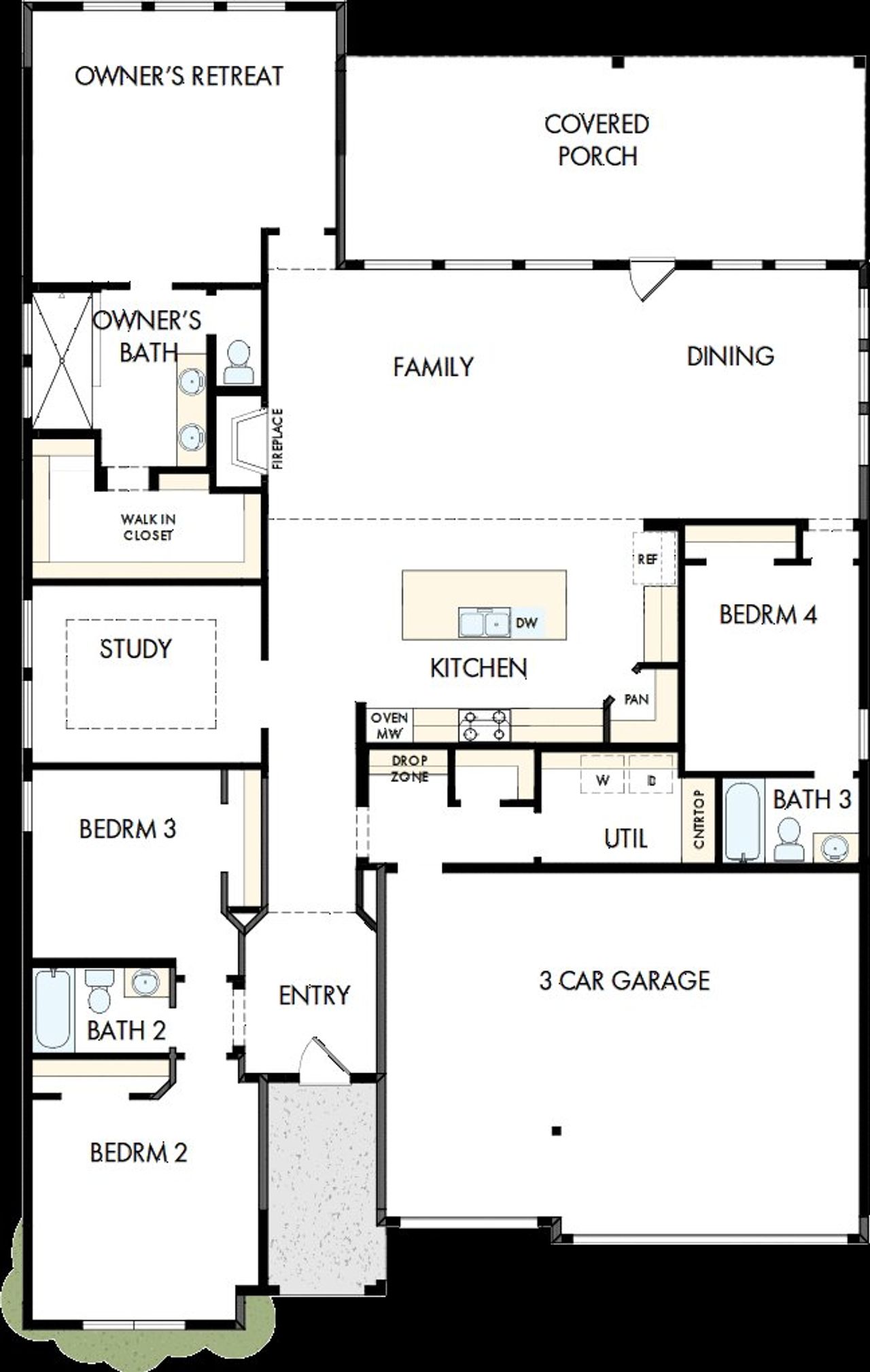 2D floor plan layout of this home in Pecan Square – Classics, Northlake, TX (Image 2).