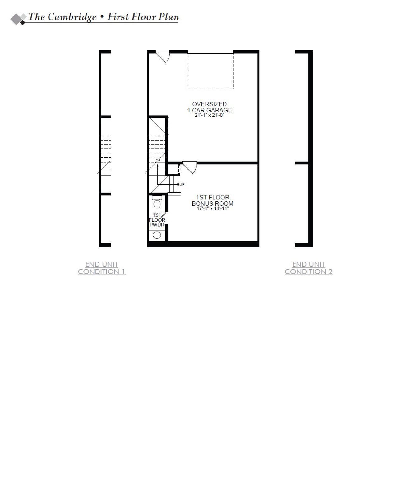 2D floor plan layout of this home in Bryton Crossing Townhomes, Huntersville, NC (Image 2).