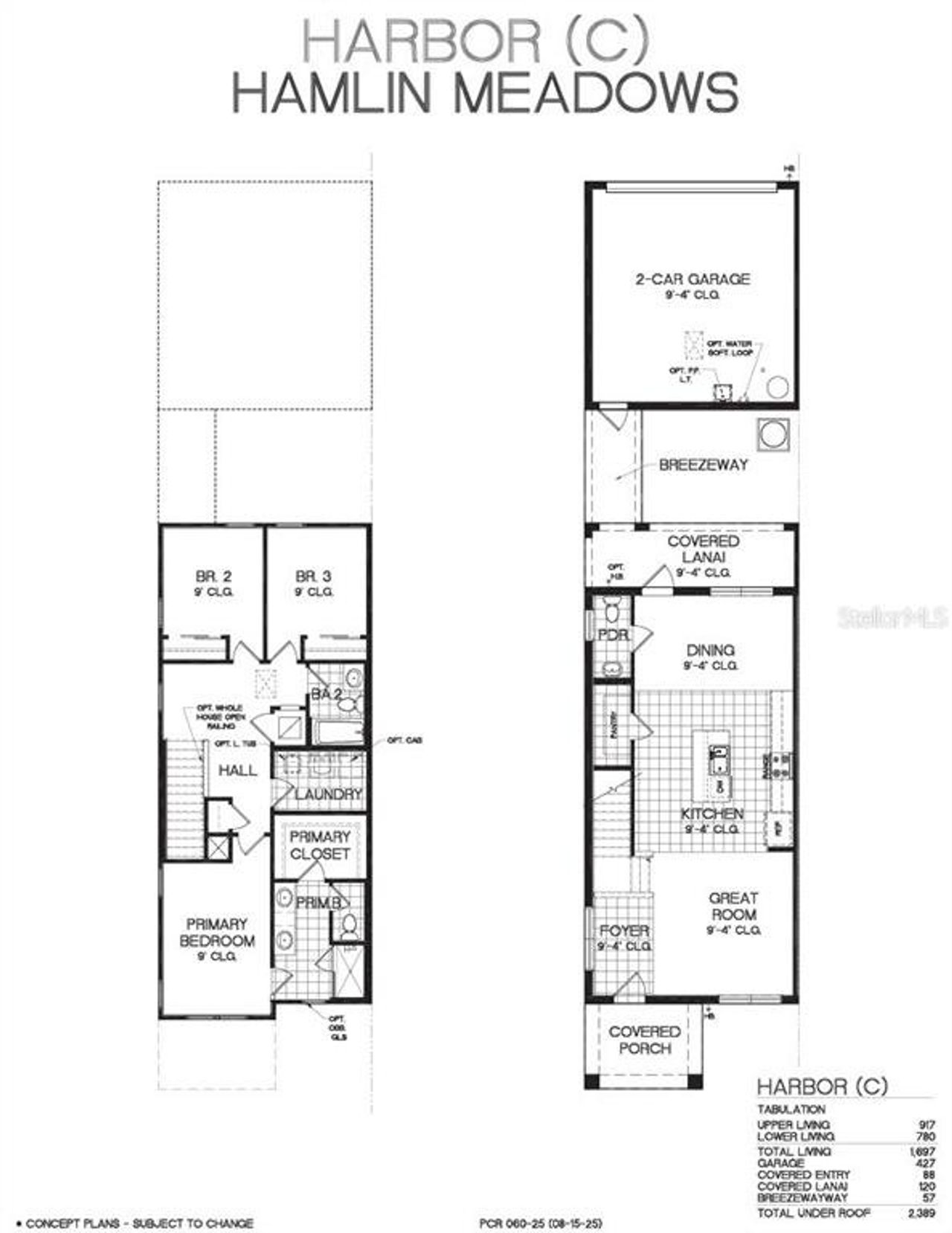 2D floor plan layout of this home in Hamlin Meadows, Winter Garden, FL (Image 2).