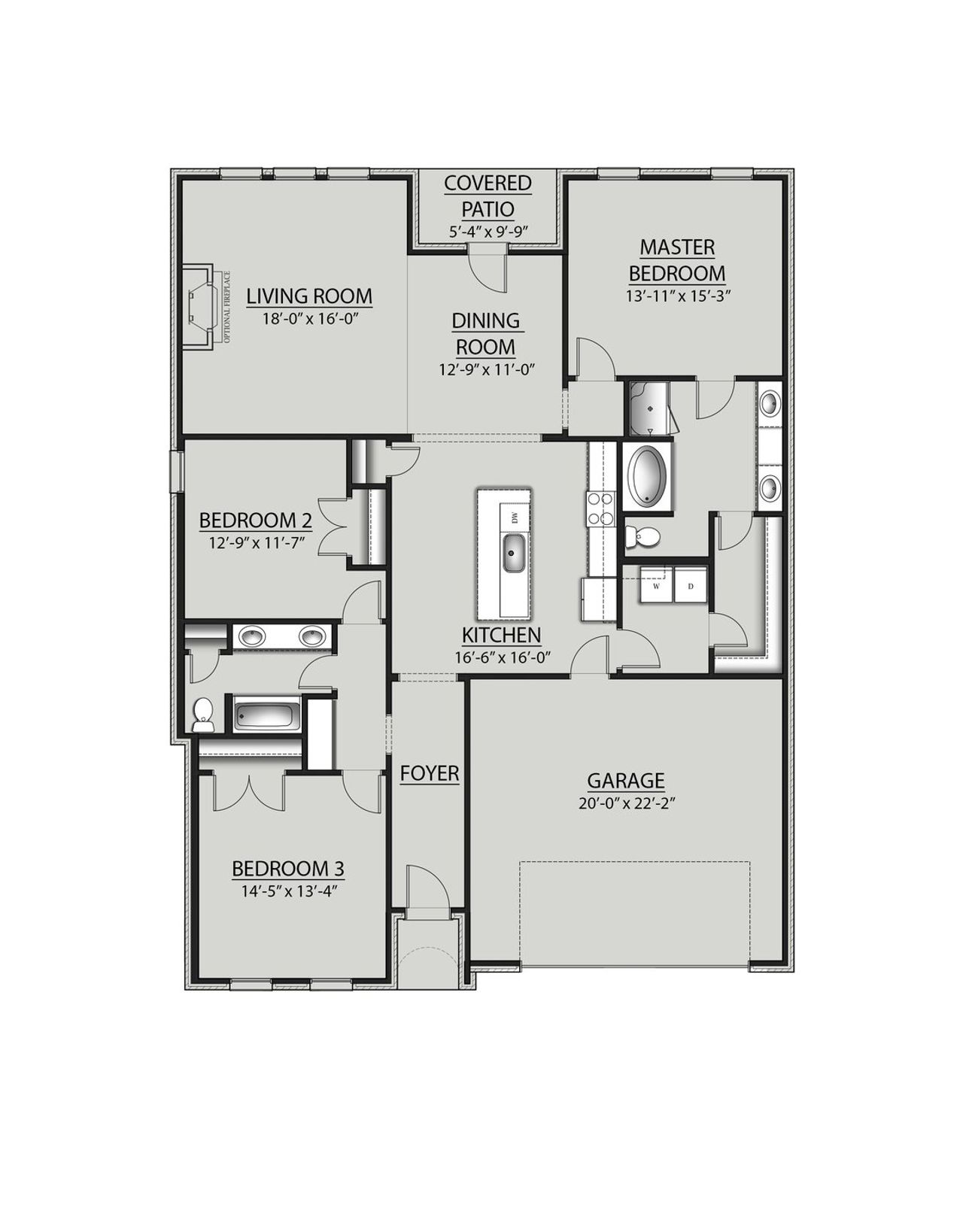 2D floor plan layout for the Violet IV B by DSLD Homes in Little Cypress Grove, Orange, TX (Image 2).