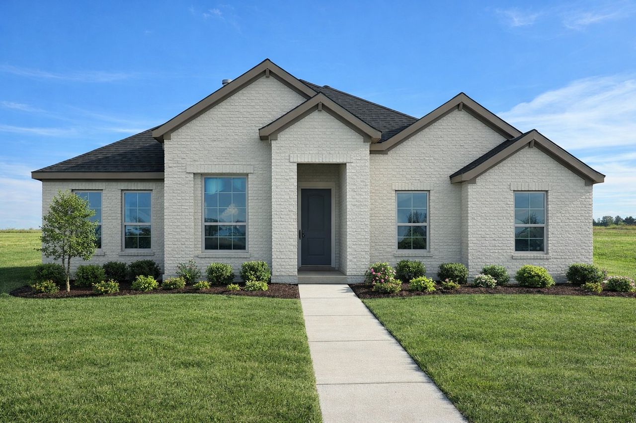 Front exterior of a new home in Terra Vista Estates, Springtown, TX, highlighting curb appeal (Image 2).