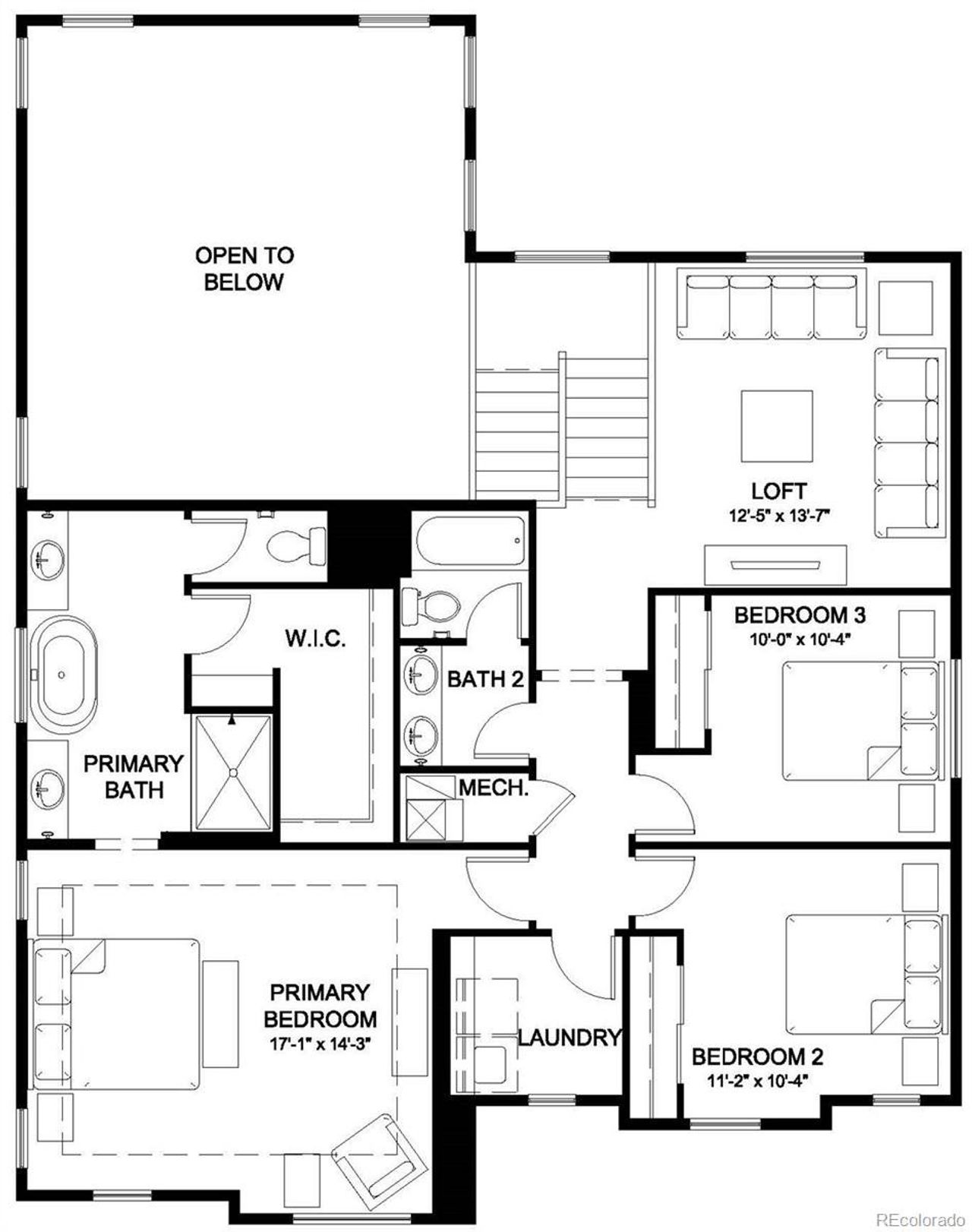 2D floor plan layout of this home in Jackson Creek, Monument, CO (Image 2).