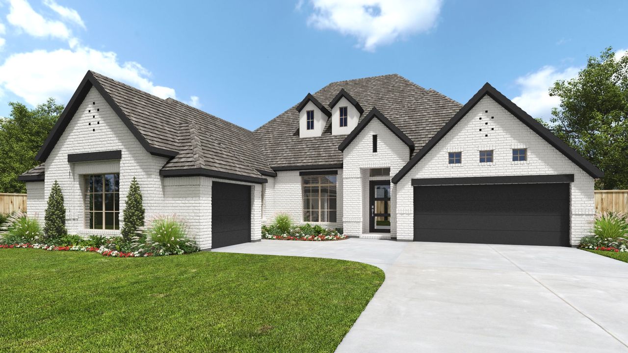 Representative exterior photo of a completed home built from the 2896W by Perry Homes in Bridgewater 70'/80', Midlothian, TX (Image 2).