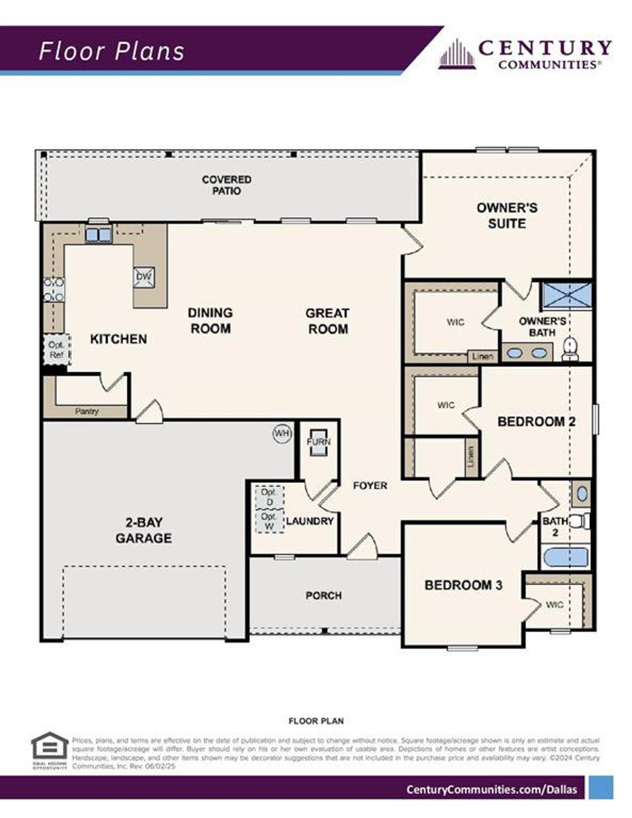 2D floor plan layout of this home in Courtland Place, Cleburne, TX (Image 2).