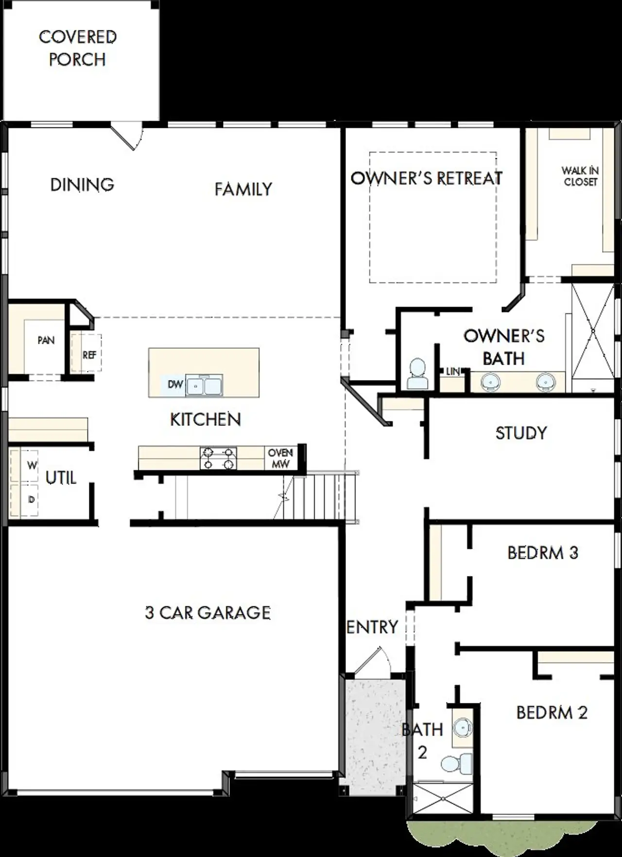 2D floor plan layout of this home in Serenity - The Park Collection, Fuquay Varina, NC (Image 2).